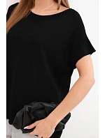 Dámská viskózová oversize halenka s krátkým rukávem a kulatým výstřihem černá Dámská viskózová oversize halenka s krátkým rukávem a kulatým výstřihem černá