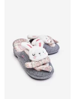 Dětské pantofle na tlusté podrážce králíčci šedé Dasca