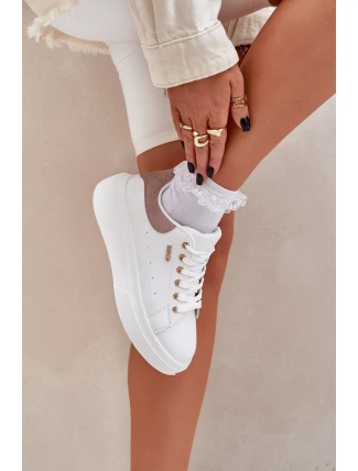 Dámské Sneakersy Na Platformě Eko Kůže Bílé Lelandine