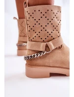 Prolamované Botičky Se Zipem S řetízkem béžový Chantelle