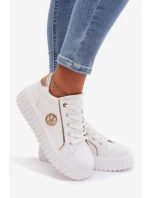 Dámské tenisky na platformě s ozdobným detailem Bílé Iselora Dámské tenisky na platformě s ozdobným detailem Bílé Iselora