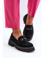 Masivní dámské nášlapné boty z semiše černé Neloria