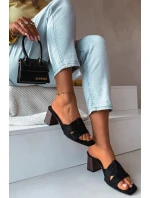 Dámské sandály na podpatku s pásky Eko semišové Černé Corivelle