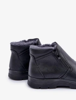 Pánské zateplené kotníkové boty z eko kůže – černé Daniello