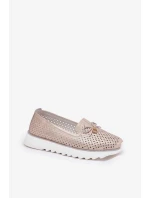 Dámské ažurové polobotky z přírodní kůže – zlaté