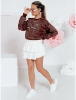 Dámská krátká oversize mikina s kravatovým motivem DENVIS vínová FashionStreet BY1423 Dámská krátká oversize mikina s kravatovým motivem DENVIS vínová FashionStreet BY1423