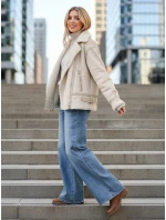FashionStreet béžová dámská bunda z ovčí kůže ramones TY5245z