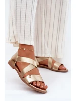Dámské ploché sandály s elastickými pásky zlaté Marinea