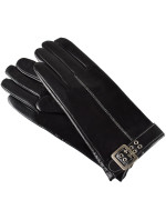 Semiline Dámské kožené antibakteriální rukavice P8210 Black