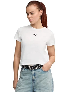 Dámské tričko Puma Ess Centered Cat Logo Tee, bílé, 692916 02