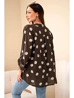 Dámská květinová blůza 22062  hnědá - Kesi