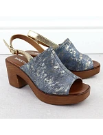 Dámské sandály na jehlovém podpatku denim gold M.Daszynski MR23126-7