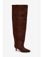 Nafukovací dámské kozačky na jehlovém podpatku čokoládové Ysolienne