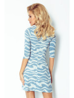 Dámské šaty se zipy a 3/4 rukávem krátké SKY krátké modré - Modrá / XL - Numoco