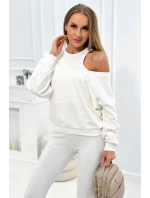 3-dílný set halenka + top + legíny  ecru