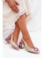 Kožené Dámské Sandály Na Podpatku D&A CR51-002 Béžové Kožené Dámské Sandály Na Podpatku D&A CR51-002 Béžové