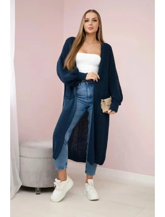 Dámský svetr dlouhý kardigan IT-8 Tmavě modrá - K-Fashion