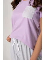 Pyžamo Caroline fialová-šedá - Momenti Per Me