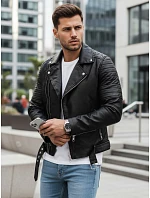 Pánská kožená bunda černá FashionStreet TX4734 Pánská kožená bunda černá FashionStreet TX4734
