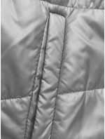 Krátká šedá dámská bunda s kapucí (B8187-9)
