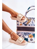 Dámské módní kožené pantofle Béžová Adaline