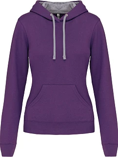 Kariban K 465 Dámská mikina s kontrastní kapucí 20.K465 purple/oxford grey