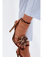 Dámské sandály na podpatku s ozdobou Panterka Geloria