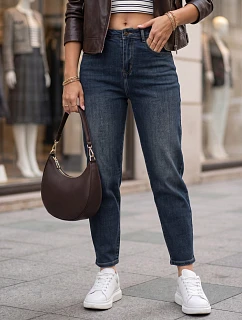 Dámské džíny Mom Fit s vysokým pasem, tmavě modré, FashionStreet UY3103