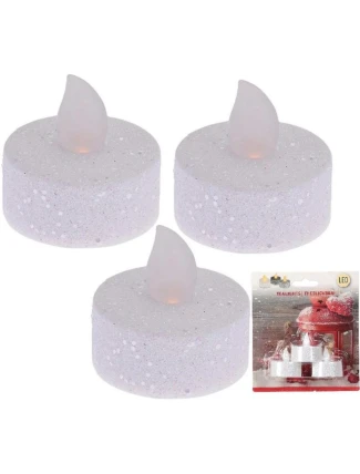 SADA 3 ČAJOVÝCH SVÍČEK S TŘPYTKAMI