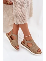 Dámské Sandály S Pletením Béžovo-Zlaté Jelana Dámské Sandály S Pletením Béžovo-Zlaté Jelana