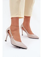 Podpatky s výřezy a zlatou sponou Vinceza 62288 Světle šedé