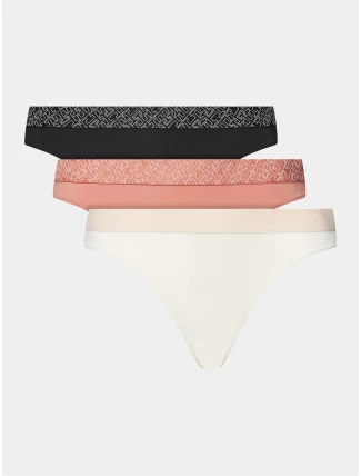 Dámská tanga 3Pack UW0UW05185 0VT ecru/černé/růžové - Tommy Hilfiger Dámská tanga 3Pack UW0UW05185 0VT ecru/černé/růžové - Tommy Hilfiger