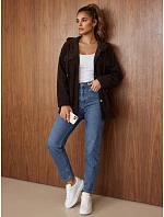 Dámská oversizeová kordová bunda s kapucí v čokoládové barvě FashionStreet TY6050 Dámská oversizeová kordová bunda s kapucí v čokoládové barvě FashionStreet TY6050
