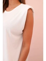 Dámský komplet z viskózy bez rukávů a rovnými kalhotami ecru