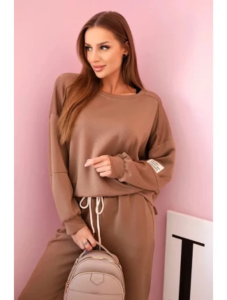 Komplet teplákové + kalhoty máslová látka velbloud