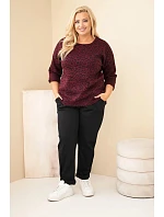 Dámská halenka Plus Size s leopardím vzorem s delším zadním dílem bordó czerwony