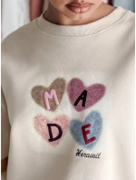 Dámská mikina nadměrné velikosti se srdíčky MADELIN cappuccino FashionStreet BY1462