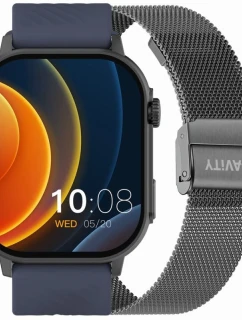 Chytré hodinky Gravity GT15-4 Modrý silikonový řemínek + titanový náramek