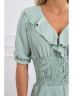 Tmavě mátové šaty do pasu