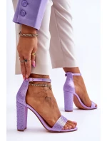 Dámské sandály na vysokém podpatku se zirkony fialové Idealistic