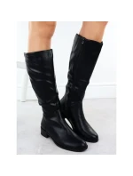 Dámské černé kožené boty Jezzi ASA198-19 Dámské černé kožené boty Jezzi ASA198-19