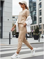 Dámský bavlněný teplákový komplet RIZNA beige FashionStreet AY1035