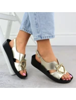 Dámské kožené sandály na platformě zlaté S.Barski KV51-031