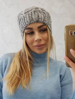 Fleecová čepice Adela K282 světle šedá+fialová