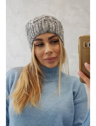 Fleecová čepice Adela K282 světle šedá+fialová Fleecová čepice Adela K282 světle šedá+fialová