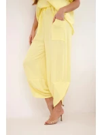 Komplet z viskózy bluzka + kalhoty žlutý