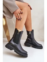 Kožené botky Chelsea s ozdobou CheBello 4537 Černé