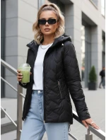 Dámská přechodná prošívaná bunda s kapucí černá FashionStreet TY5611