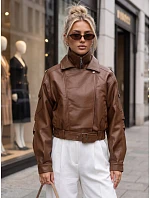 Krátká hnědá kožená bunda ve stylu Ramones od FashionStreet TY5845 Krátká hnědá kožená bunda ve stylu Ramones od FashionStreet TY5845