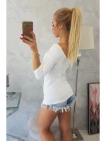 Halenka s kulatým výstřihem bílá Halenka s kulatým výstřihem bílá